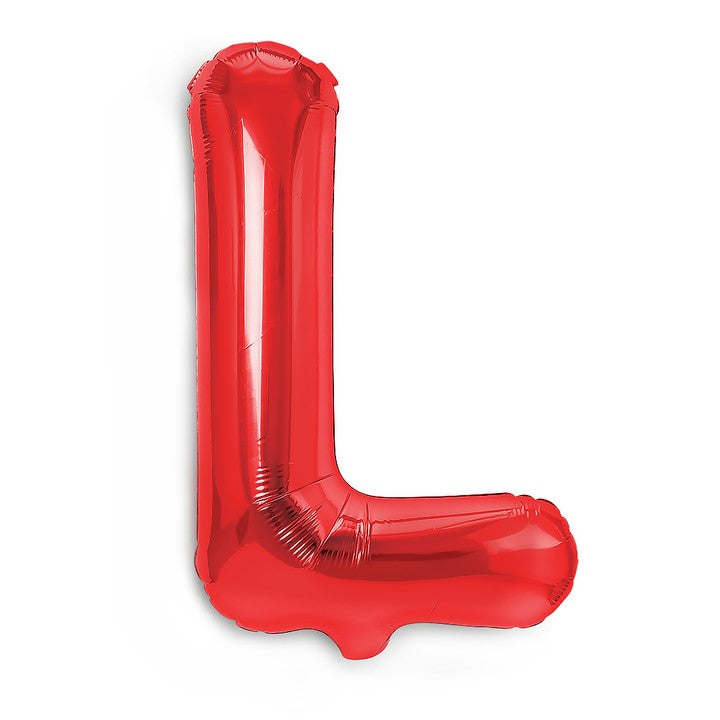 Balon Folie Metalizata Litera L, Klevo, 40 cm, Umflati cu Heliu sau Aer, Ambalaj Individual, Pai inclus, Rosu
