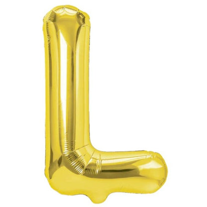 Balon Folie Metalizata Litera L, Klevo, 40 cm, Umflati cu Heliu sau Aer, Ambalaj Individual, Pai inclus, Auriu