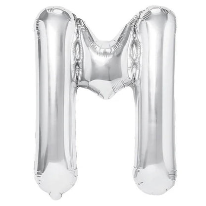 Balon Folie Metalizata Litera M, Klevo, 40 cm, Umflati cu Heliu sau Aer, Ambalaj Individual, Pai inclus, Argintiu