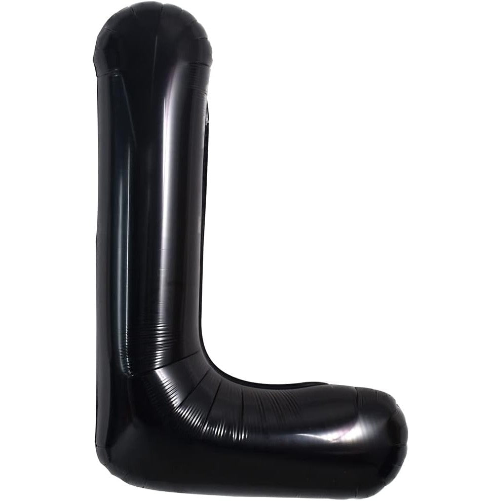 Balon Folie Metalizata Litera L, Klevo, 40 cm, Umflati cu Heliu sau Aer, Ambalaj Individual, Pai inclus, Negru