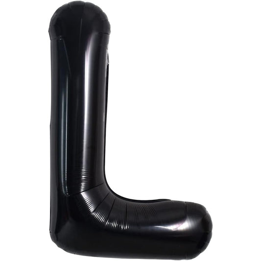 Balon Folie Metalizata Litera L, Klevo, 40 cm, Umflati cu Heliu sau Aer, Ambalaj Individual, Pai inclus, Negru