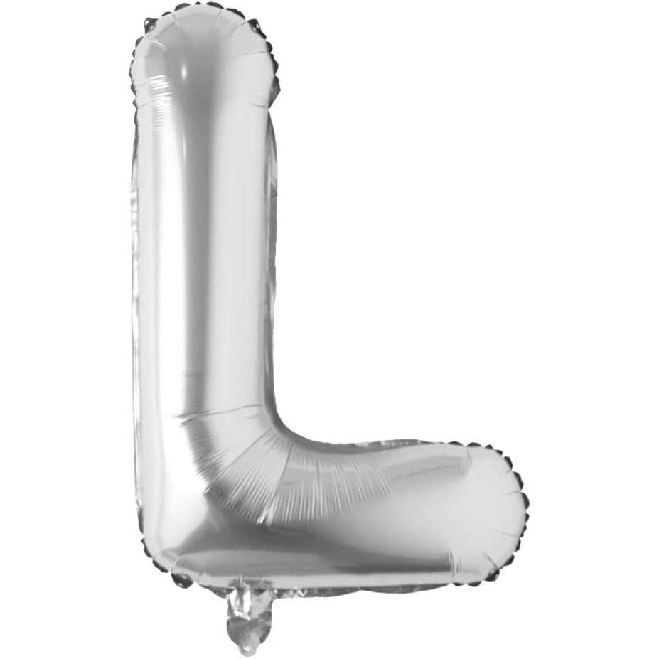 Balon Folie Metalizata Litera L, Klevo, 80 cm, Umflati cu Heliu sau Aer, Ambalaj Individual, Pai inclus, Argintiu