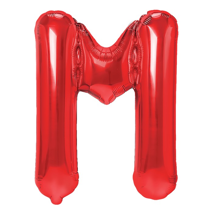 Balon Folie Metalizata Litera M, Klevo, 40 cm, Umflati cu Heliu sau Aer, Ambalaj Individual, Pai inclus, Rosu