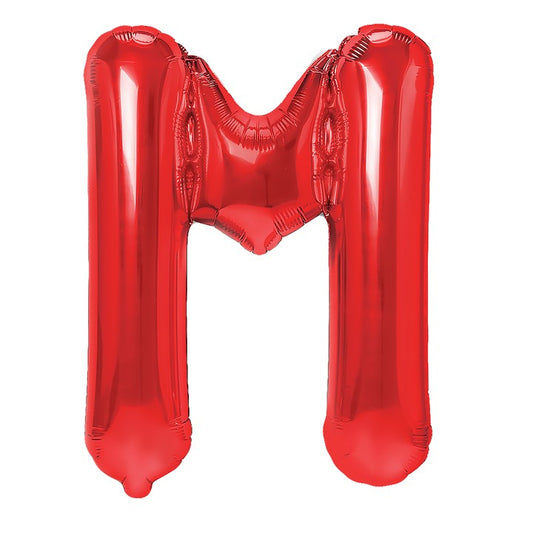 Balon Folie Metalizata Litera M, Klevo, 40 cm, Umflati cu Heliu sau Aer, Ambalaj Individual, Pai inclus, Rosu