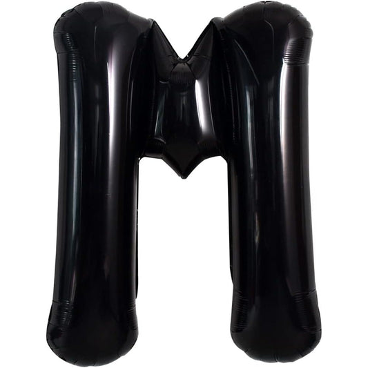 Balon Folie Metalizata Litera M, Klevo, 40 cm, Umflati cu Heliu sau Aer, Ambalaj Individual, Pai inclus, Negru
