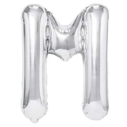 Balon Folie Metalizata Litera M, Klevo, 80 cm, Umflati cu Heliu sau Aer, Ambalaj Individual, Pai inclus, Argintiu