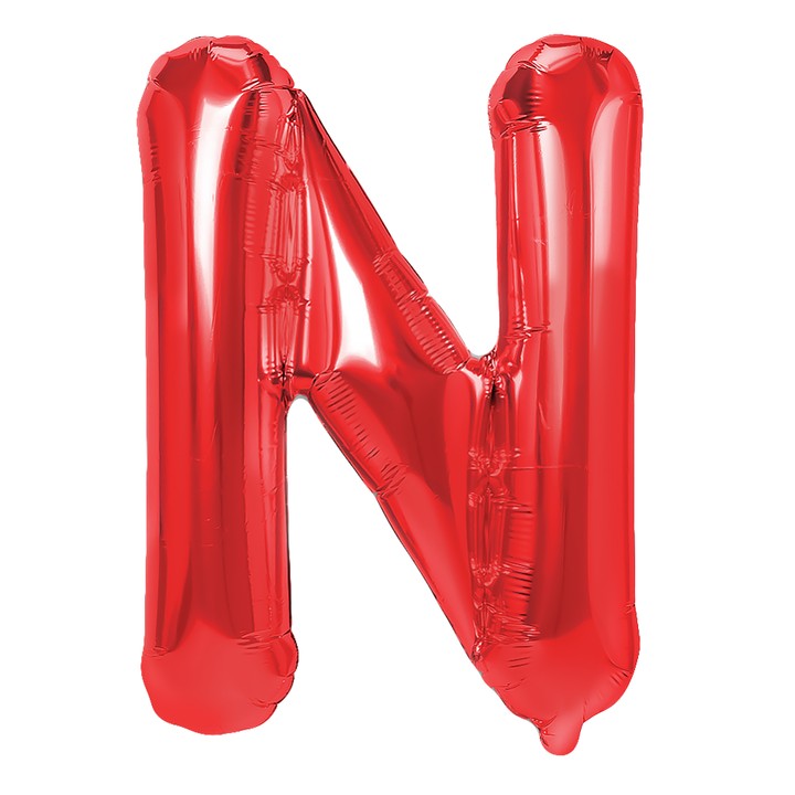 Balon Folie Metalizata Litera N, Klevo, 40 cm, Umflati cu Heliu sau Aer, Ambalaj Individual, Pai inclus, Rosu