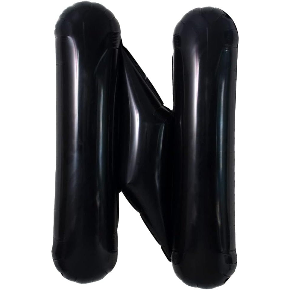 Balon Folie Metalizata Litera N, Klevo, 40 cm, Umflati cu Heliu sau Aer, Ambalaj Individual, Pai inclus, Negru