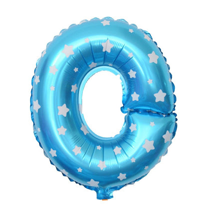 Balon Folie Metalizata Litera O, Klevo, 40 cm, Cu Imprimeu Stelute, Umflati cu Heliu sau Aer, Ambalaj Individual, Pai inclus, Albastru