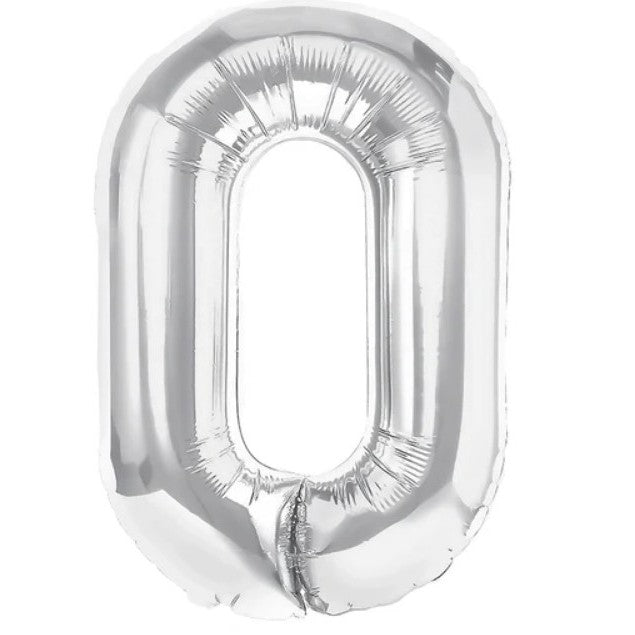 Balon Folie Metalizata Litera O, Klevo, 40 cm, Umflati cu Heliu sau Aer, Ambalaj Individual, Pai inclus, Argintiu