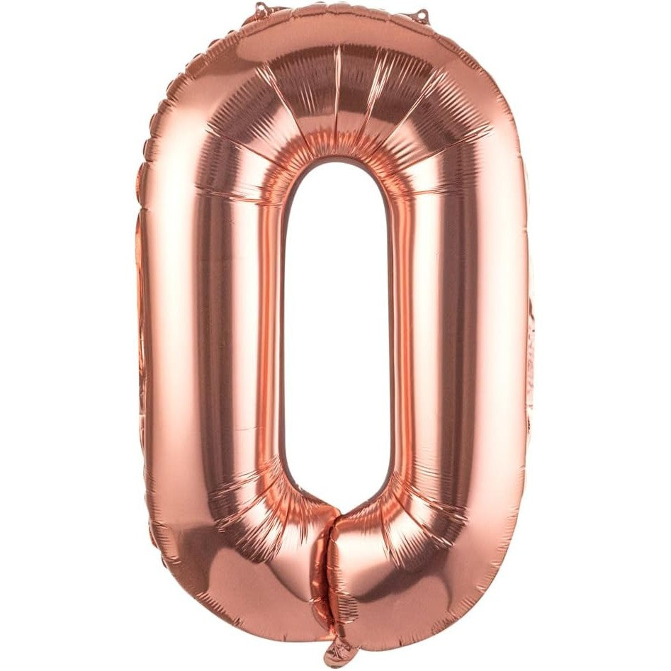 Balon Folie Metalizata Litera O, Klevo, 80 cm, Umflati cu Heliu sau Aer, Ambalaj Individual, Pai inclus, Rose Gold