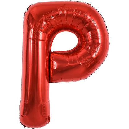 Balon Folie Metalizata Litera P, Klevo, 40 cm, Umflati cu Heliu sau Aer, Ambalaj Individual, Pai inclus, Rosu