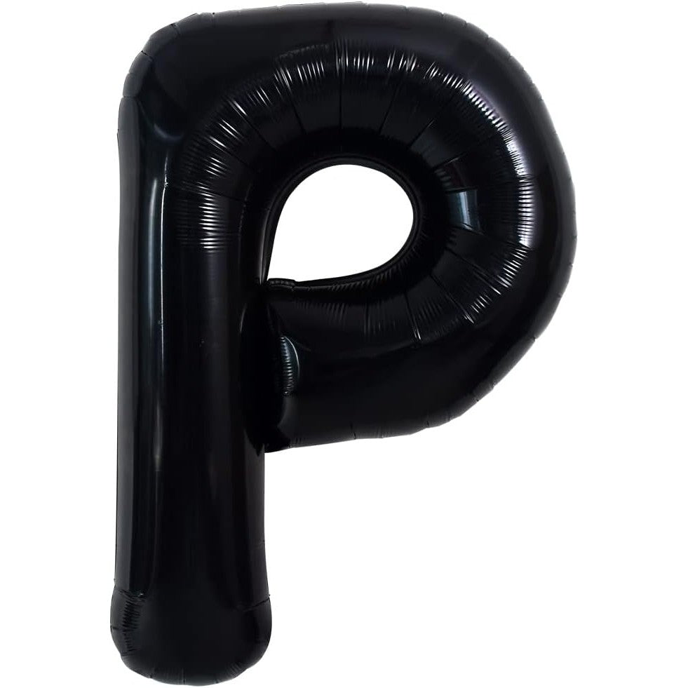 Balon Folie Metalizata Litera P, Klevo, 40 cm, Umflati cu Heliu sau Aer, Ambalaj Individual, Pai inclus, Negru