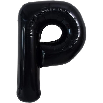 Balon Folie Metalizata Litera P, Klevo, 40 cm, Umflati cu Heliu sau Aer, Ambalaj Individual, Pai inclus, Negru