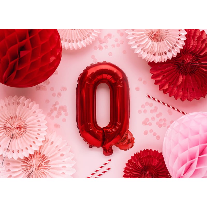 Balon Folie Metalizata Litera Q, Klevo, 40 cm, Umflati cu Heliu sau Aer, Ambalaj Individual, Pai inclus, Rosu