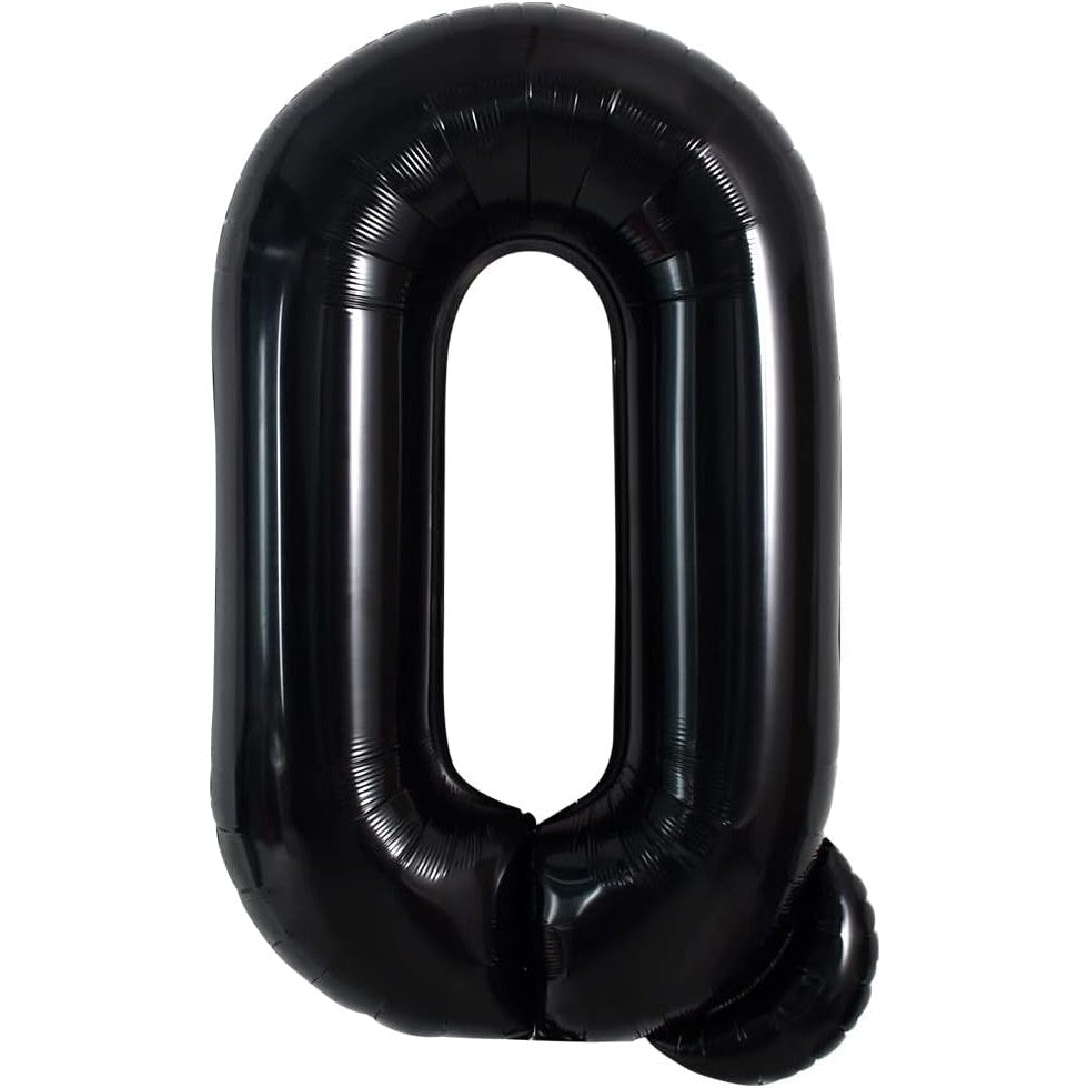 Balon Folie Metalizata Litera Q, Klevo, 40 cm, Umflati cu Heliu sau Aer, Ambalaj Individual, Pai inclus, Negru