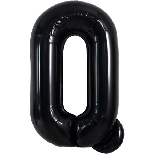 Balon Folie Metalizata Litera Q, Klevo, 40 cm, Umflati cu Heliu sau Aer, Ambalaj Individual, Pai inclus, Negru