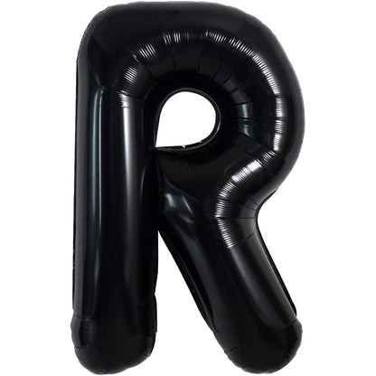 Balon Folie Metalizata Litera R, Klevo, 40 cm, Umflati cu Heliu sau Aer, Ambalaj Individual, Pai inclus, Negru