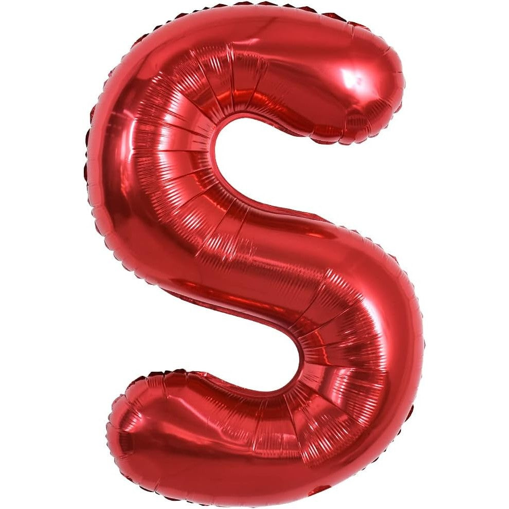 Balon Folie Metalizata Litera S, Klevo, 40 cm, Umflati cu Heliu sau Aer, Ambalaj Individual, Pai inclus, Rosu