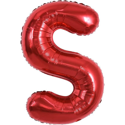 Balon Folie Metalizata Litera S, Klevo, 40 cm, Umflati cu Heliu sau Aer, Ambalaj Individual, Pai inclus, Rosu