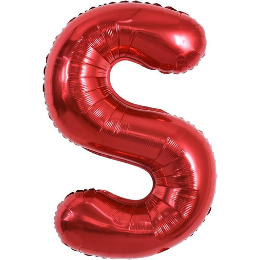 Balon Folie Metalizata Litera S, Klevo, 40 cm, Umflati cu Heliu sau Aer, Ambalaj Individual, Pai inclus, Rosu