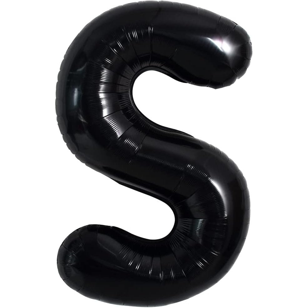 Balon Folie Metalizata Litera S, Klevo, 40 cm, Umflati cu Heliu sau Aer, Ambalaj Individual, Pai inclus, Negru