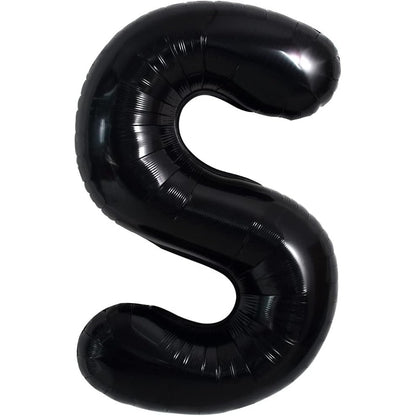 Balon Folie Metalizata Litera S, Klevo, 40 cm, Umflati cu Heliu sau Aer, Ambalaj Individual, Pai inclus, Negru