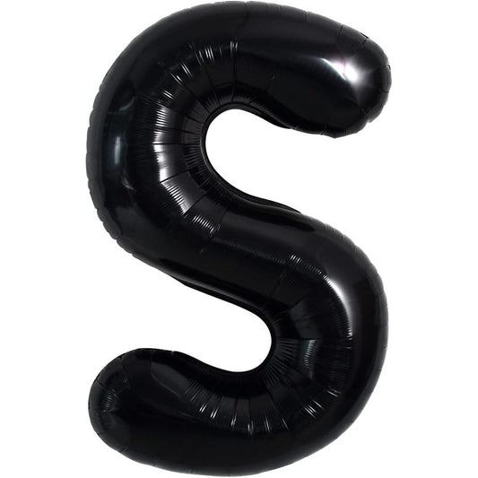 Balon Folie Metalizata Litera S, Klevo, 40 cm, Umflati cu Heliu sau Aer, Ambalaj Individual, Pai inclus, Negru
