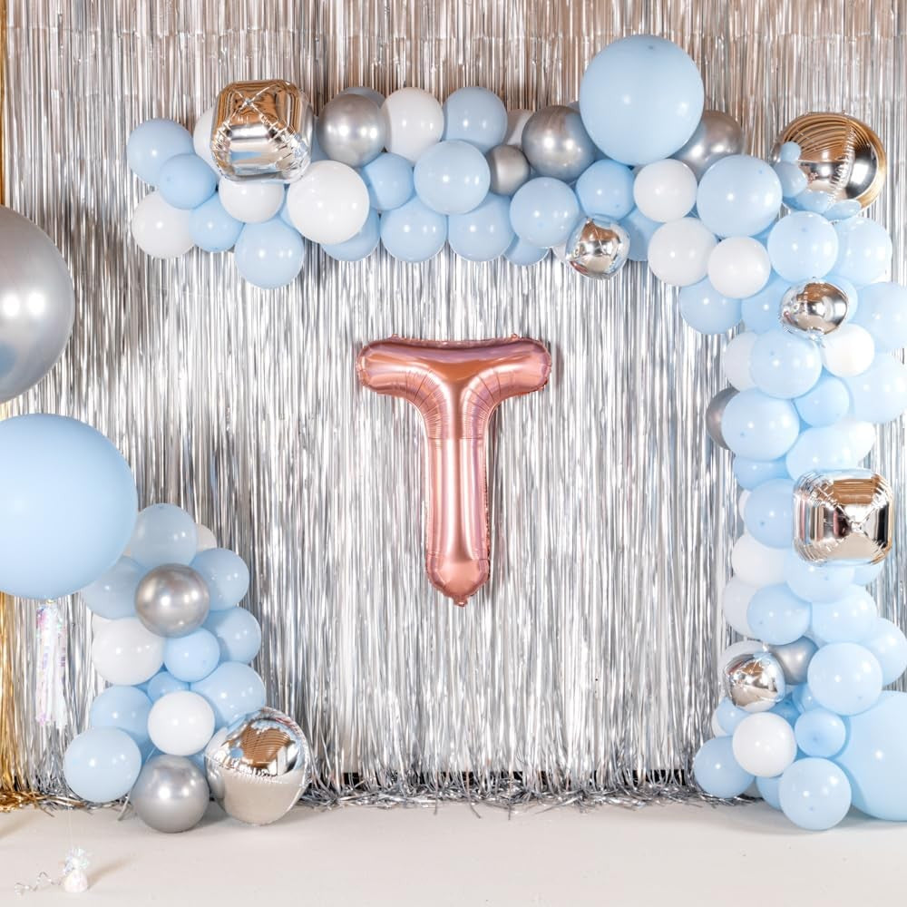 Balon Folie Metalizata Litera T, Klevo, 40 cm, Umflati cu Heliu sau Aer, Ambalaj Individual, Pai inclus, Rose Gold