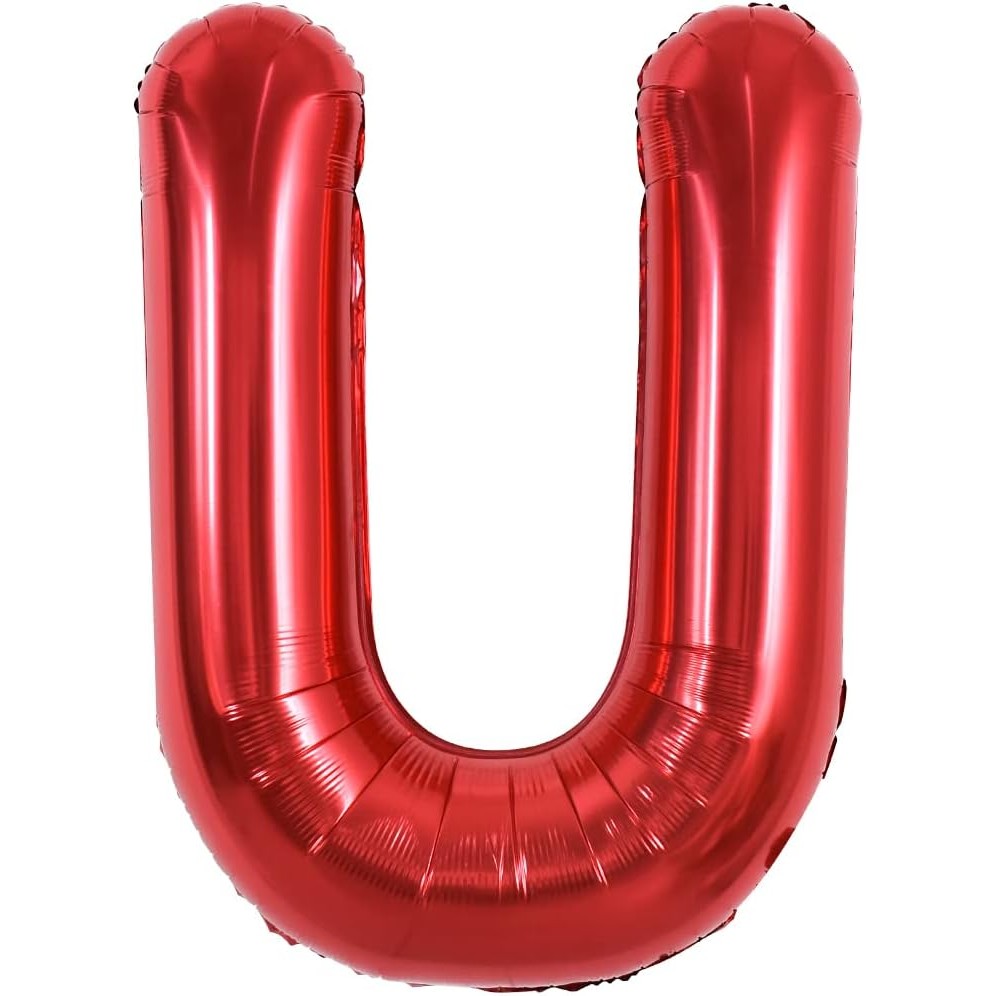 Balon Folie Metalizata Litera U, Klevo, 40 cm, Umflati cu Heliu sau Aer, Ambalaj Individual, Pai inclus, Rosu