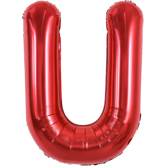 Balon Folie Metalizata Litera U, Klevo, 40 cm, Umflati cu Heliu sau Aer, Ambalaj Individual, Pai inclus, Rosu