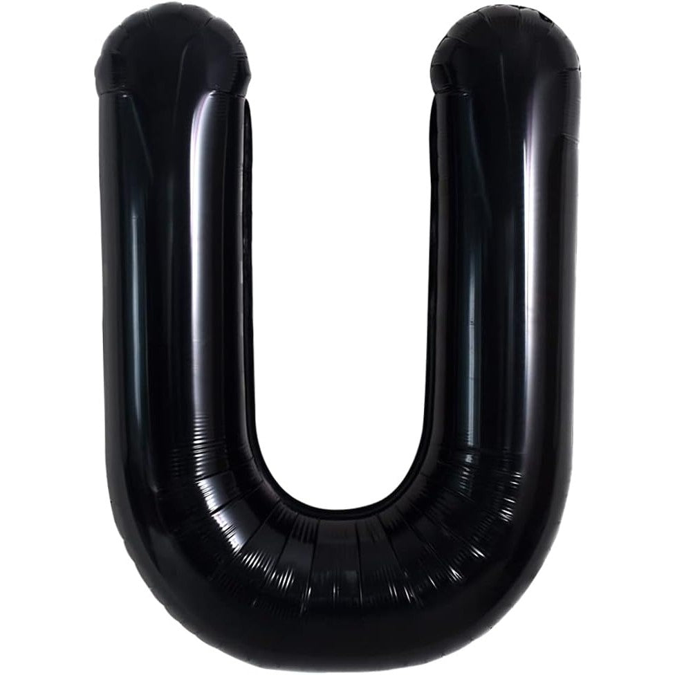 Balon Folie Metalizata Litera U, Klevo, 40 cm, Umflati cu Heliu sau Aer, Ambalaj Individual, Pai inclus, Negru
