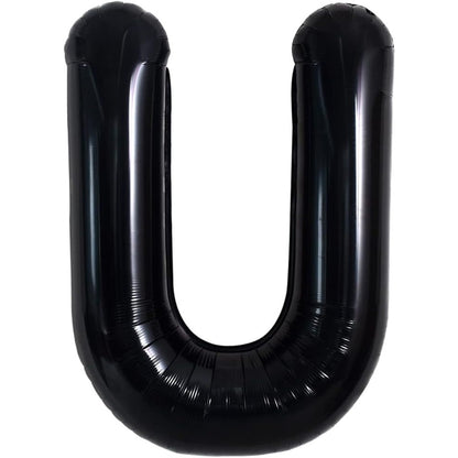 Balon Folie Metalizata Litera U, Klevo, 40 cm, Umflati cu Heliu sau Aer, Ambalaj Individual, Pai inclus, Negru