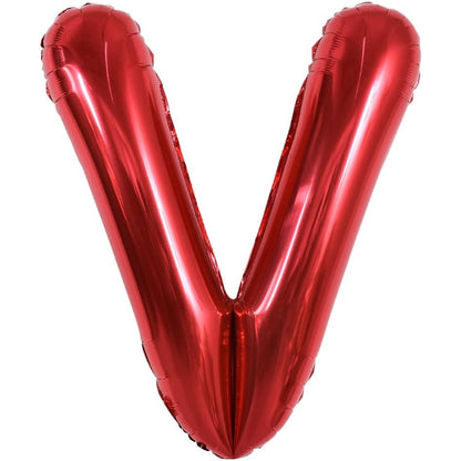 Balon Folie Metalizata Litera V, Klevo, 40 cm, Umflati cu Heliu sau Aer, Ambalaj Individual, Pai inclus, Rosu