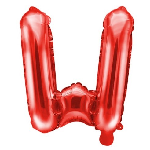 Balon Folie Metalizata Litera W, Klevo, 40 cm, Umflati cu Heliu sau Aer, Ambalaj Individual, Pai inclus, Rosu