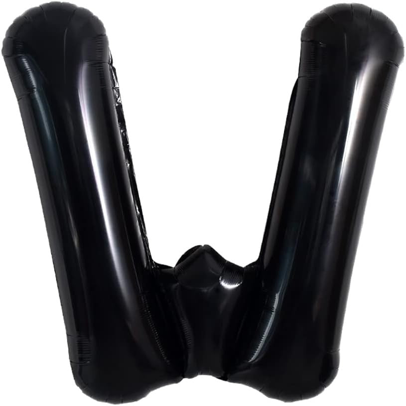 Balon Folie Metalizata Litera W, Klevo, 40 cm, Umflati cu Heliu sau Aer, Ambalaj Individual, Pai inclus, Negru