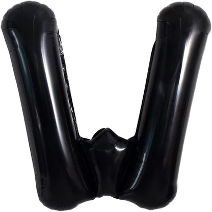 Balon Folie Metalizata Litera W, Klevo, 40 cm, Umflati cu Heliu sau Aer, Ambalaj Individual, Pai inclus, Negru