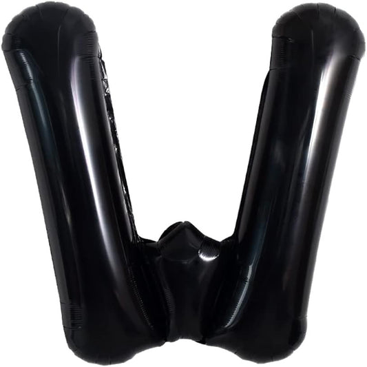 Balon Folie Metalizata Litera W, Klevo, 40 cm, Umflati cu Heliu sau Aer, Ambalaj Individual, Pai inclus, Negru