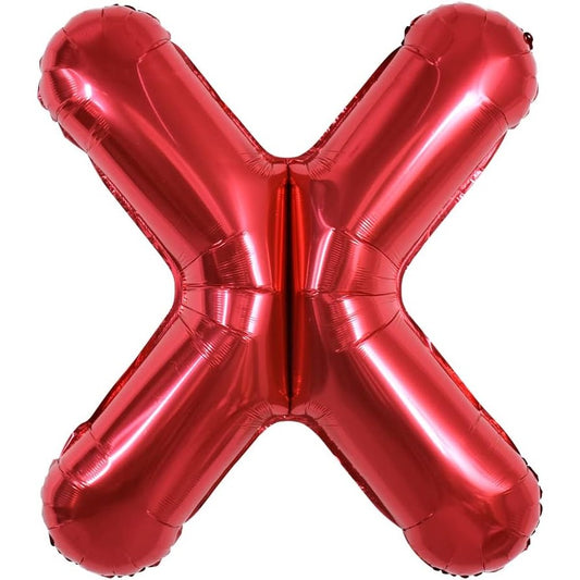 Balon Folie Metalizata Litera X, Klevo, 40 cm, Umflati cu Heliu sau Aer, Ambalaj Individual, Pai inclus, Rosu