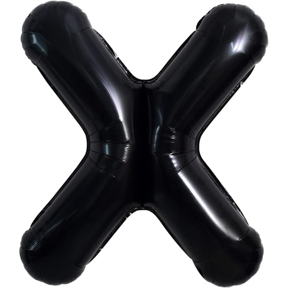 Balon Folie Metalizata Litera X, Klevo, 40 cm, Umflati cu Heliu sau Aer, Ambalaj Individual, Pai inclus, Negru