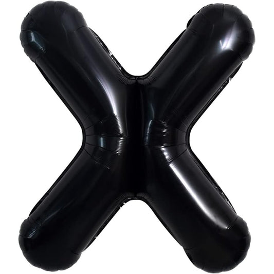 Balon Folie Metalizata Litera X, Klevo, 40 cm, Umflati cu Heliu sau Aer, Ambalaj Individual, Pai inclus, Negru