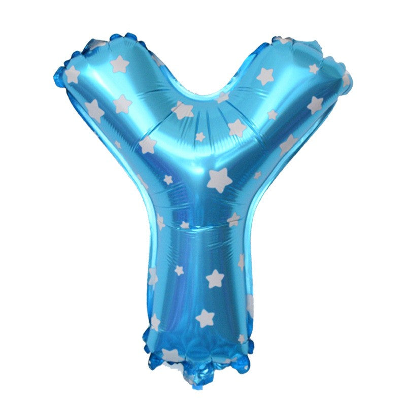 Balon Folie Metalizata Litera Y, Klevo, 40 cm, Cu Imprimeu Stelute, Umflati cu Heliu sau Aer, Ambalaj Individual, Pai inclus, Albastru