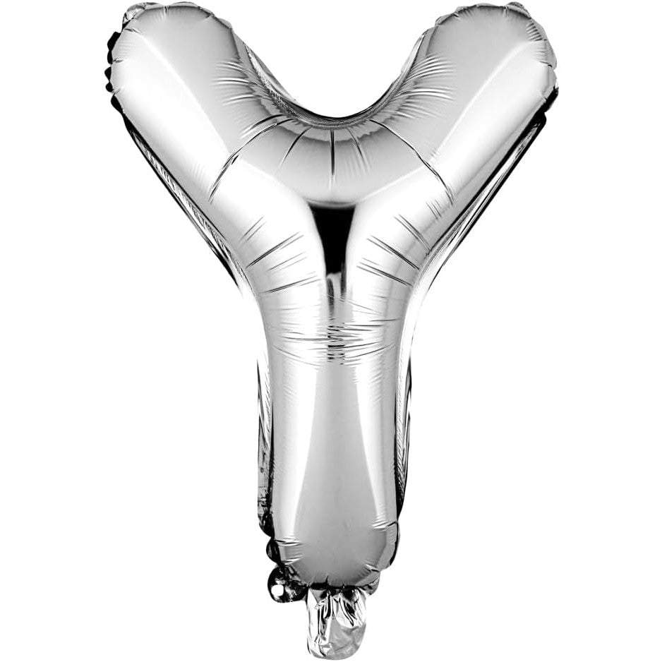 Balon Folie Metalizata Litera Y, Klevo, 40 cm, Umflati cu Heliu sau Aer, Ambalaj Individual, Pai inclus, Argintiu