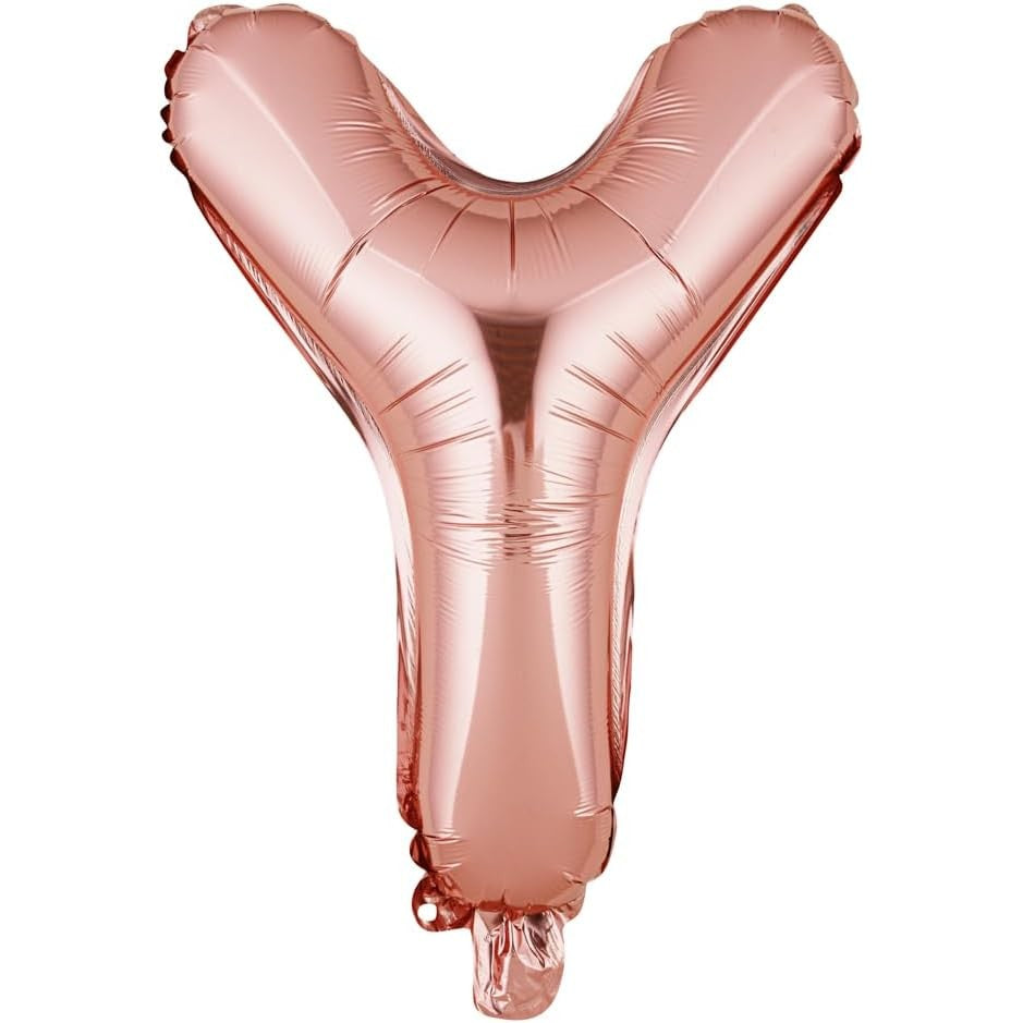 Balon Folie Metalizata Litera Y, Klevo, 40 cm, Umflati cu Heliu sau Aer, Ambalaj Individual, Pai inclus, Rose Gold