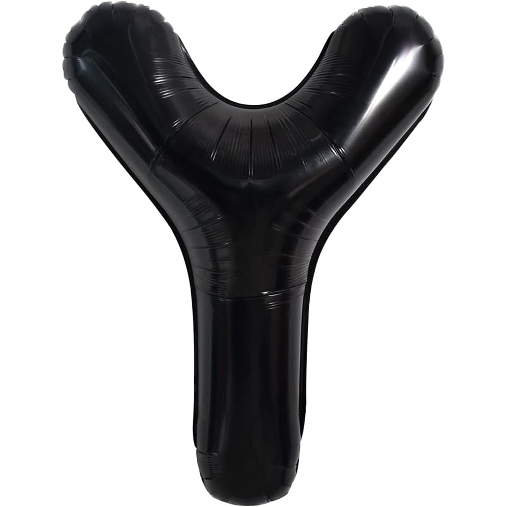 Balon Folie Metalizata Litera Y, Klevo, 40 cm, Umflati cu Heliu sau Aer, Ambalaj Individual, Pai inclus, Negru