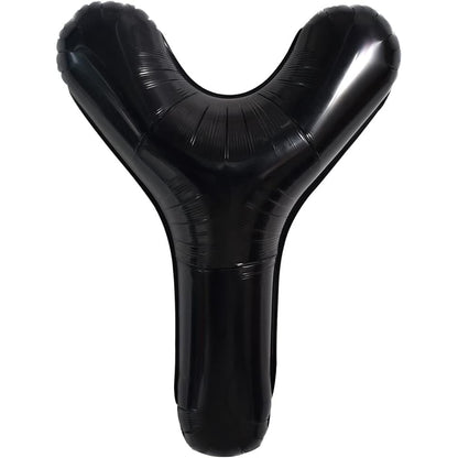 Balon Folie Metalizata Litera Y, Klevo, 40 cm, Umflati cu Heliu sau Aer, Ambalaj Individual, Pai inclus, Negru