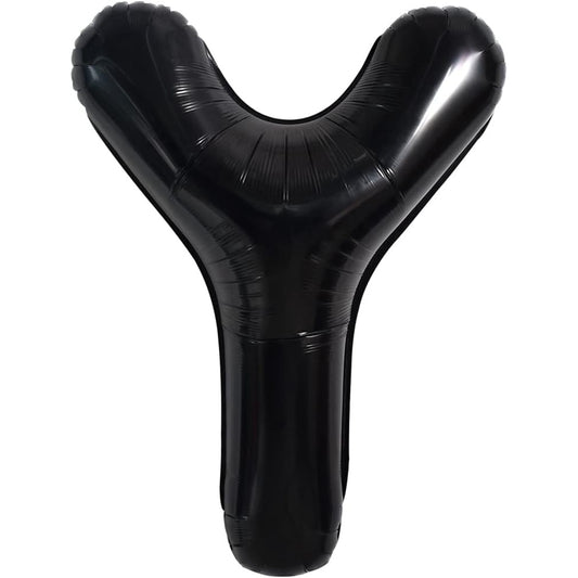 Balon Folie Metalizata Litera Y, Klevo, 40 cm, Umflati cu Heliu sau Aer, Ambalaj Individual, Pai inclus, Negru