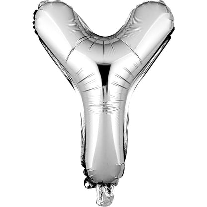 Balon Folie Metalizata Litera Y, Klevo, 80 cm, Umflati cu Heliu sau Aer, Ambalaj Individual, Pai inclus, Argintiu