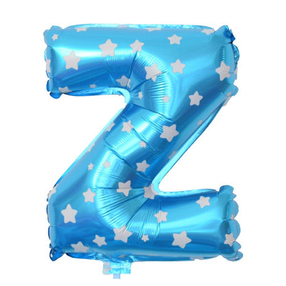 Balon Folie Metalizata Litera Z, Klevo, 40 cm, Cu Imprimeu Stelute, Umflati cu Heliu sau Aer, Ambalaj Individual, Pai inclus, Albastru