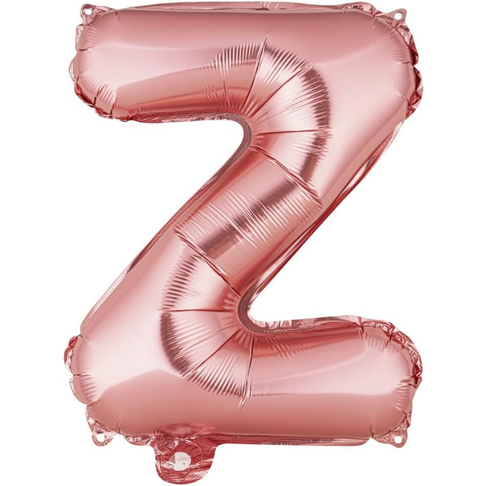 Balon Folie Metalizata Litera Z, Klevo, 40 cm, Umflati cu Heliu sau Aer, Ambalaj Individual, Pai inclus, Rose Gold